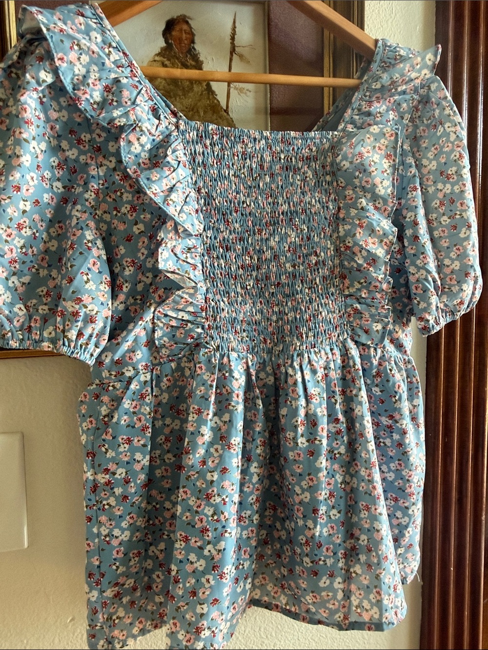NWOT Heyson Floral Ruffle Ruched Blouse - Picture 5 of 5